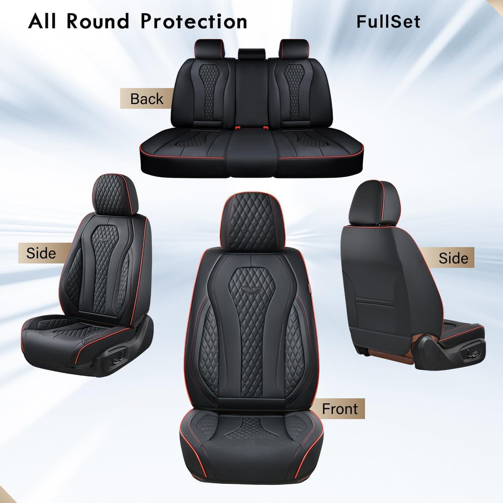 Coverado easy-installation guide highlights quick securement of seat covers.