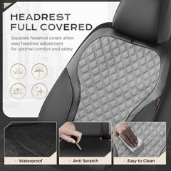 Coverado luxury leather look seat cover protecting against spills while elevating interior style.