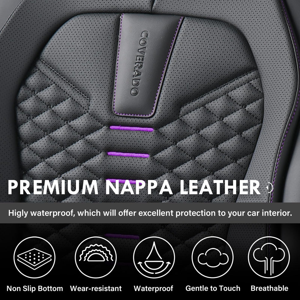 Coverado front seat cover wraps the sides for comprehensive protection.