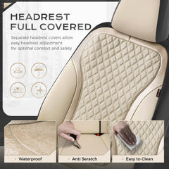 Coverado front seat covers with carbon fiber stitching upgrade interior style and durability.