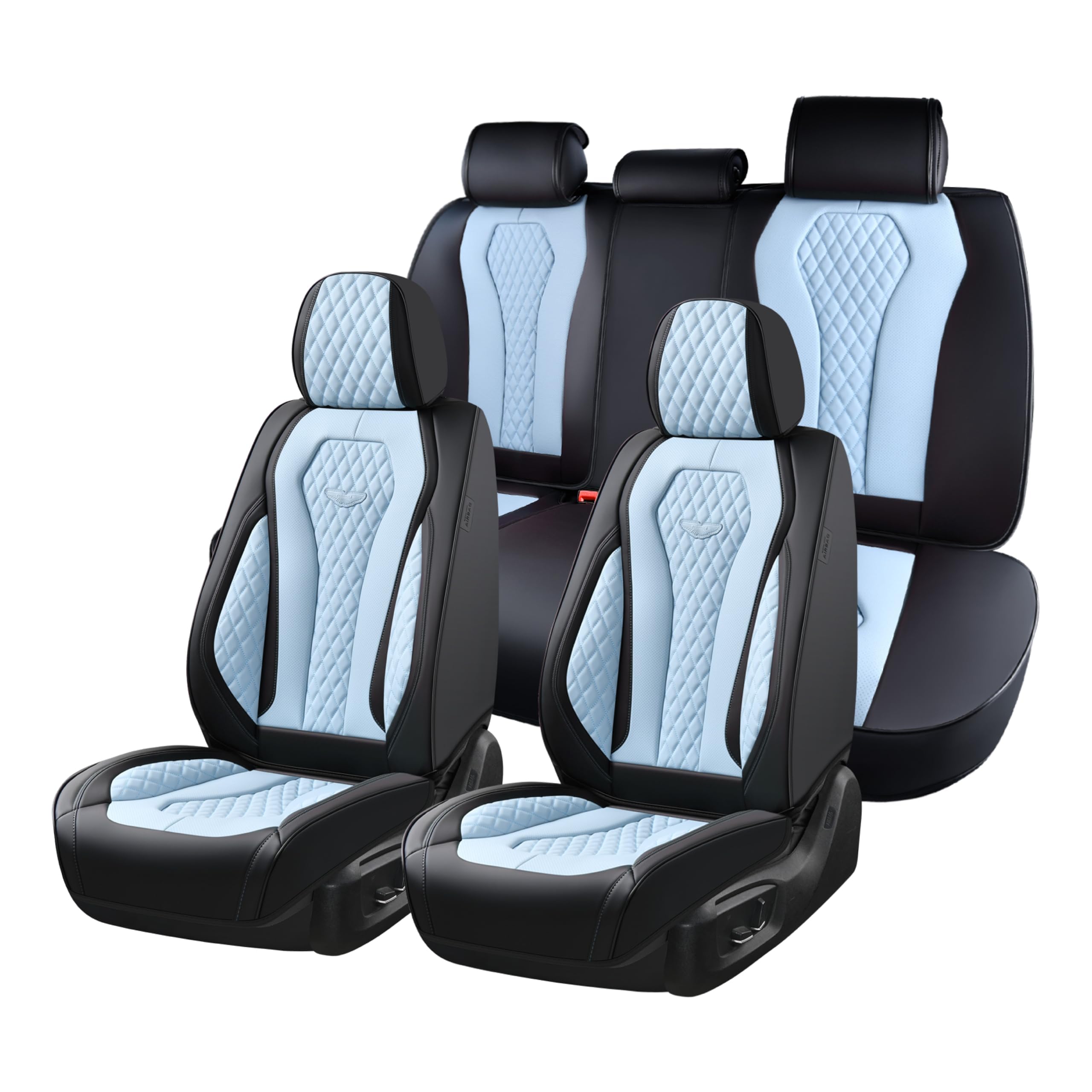 Coverado front seat covers with airbag-compatible design protect seats during daily driving.