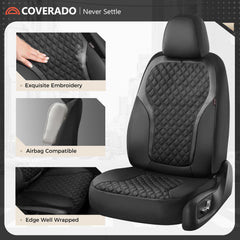 Coverado front-seat detail highlights luxury look and easy maintenance.