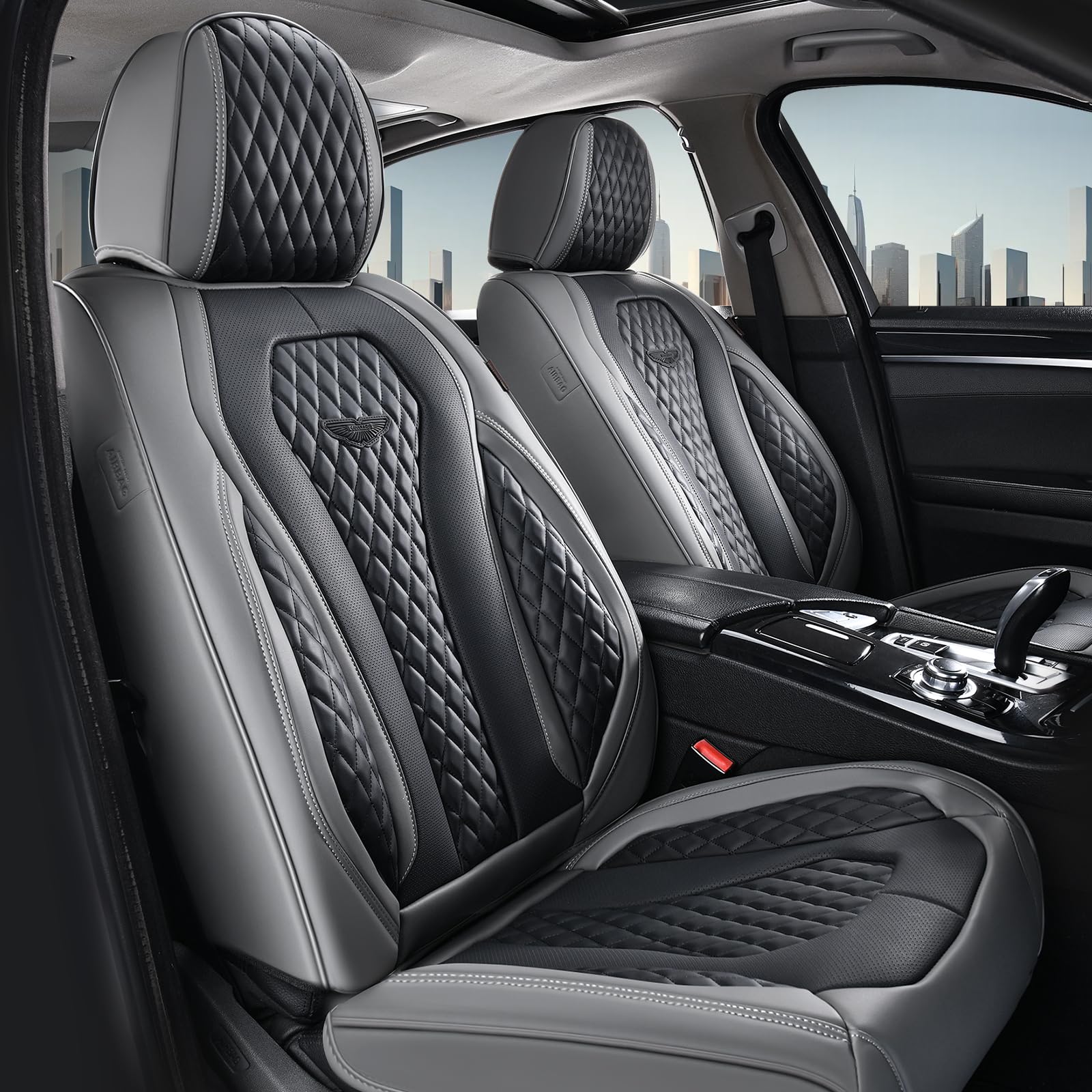 Coverado full-set rear seat covers secured for family-friendly, clean seating.