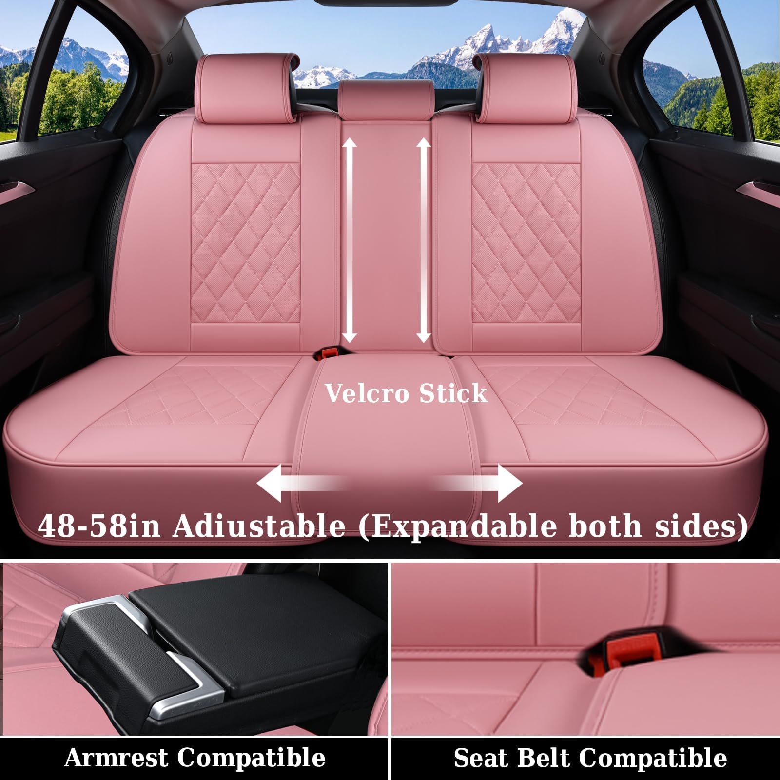 Coverado headrest cover close-up highlighting separate headrest design for adjustable comfort