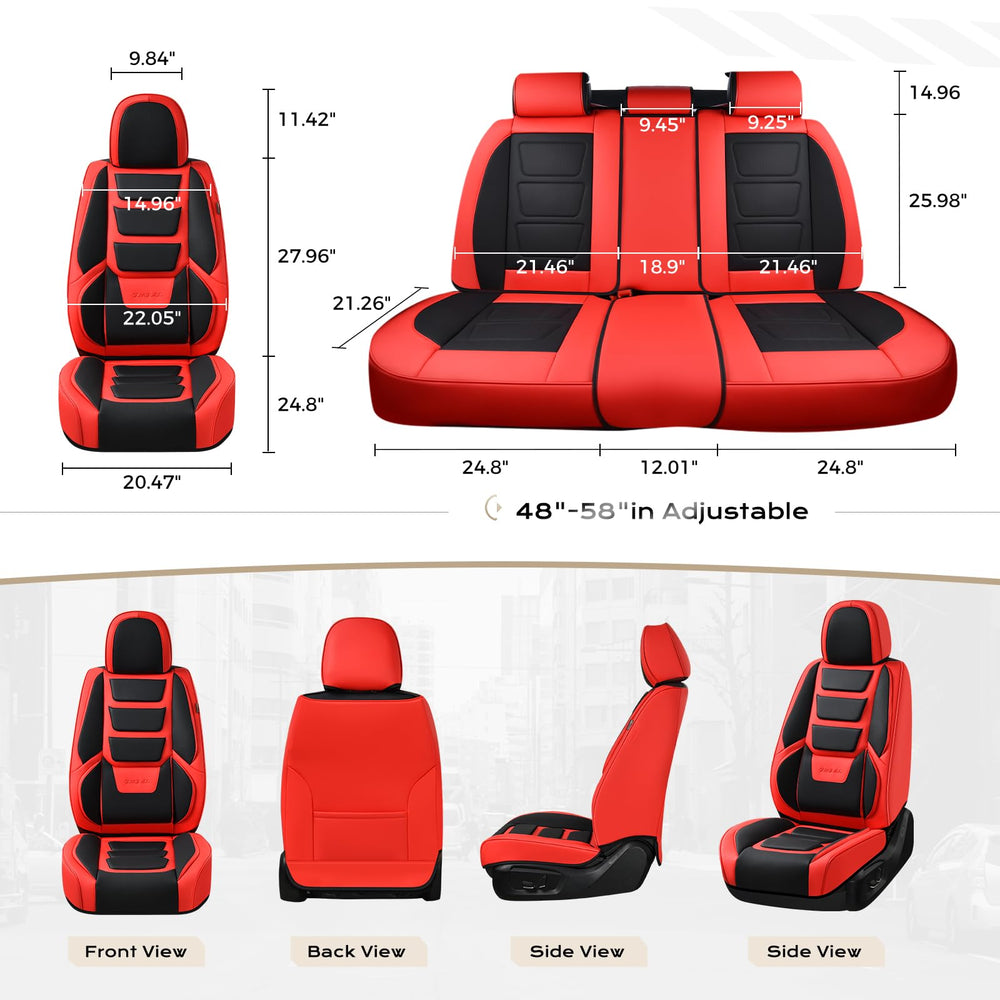 Coverado separate headrest covers red enabling easy adjustment