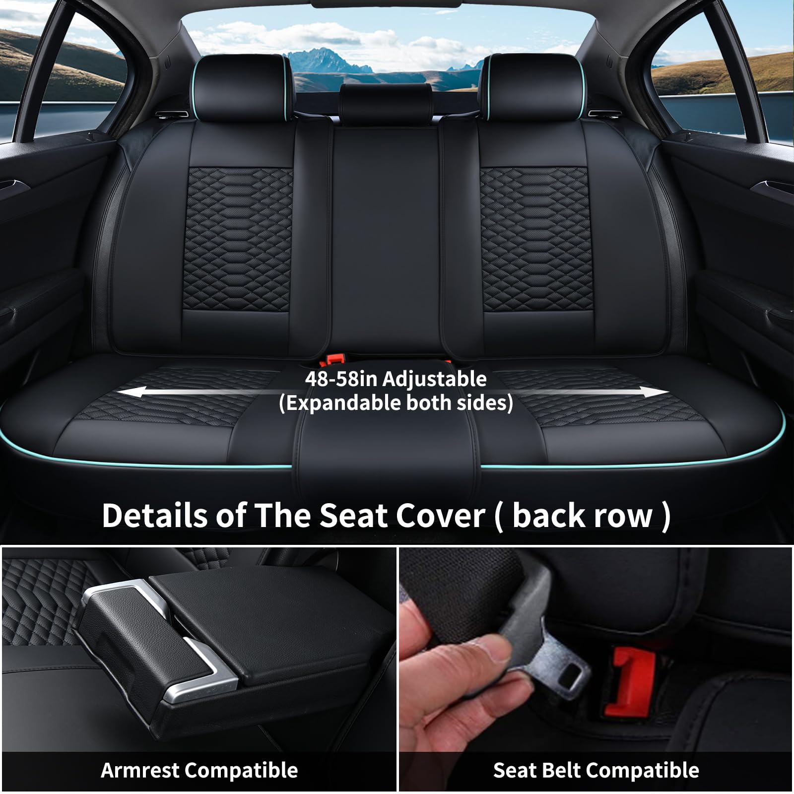 Coverado leather seat cover headrest—separate headrest covers for easy adjustment