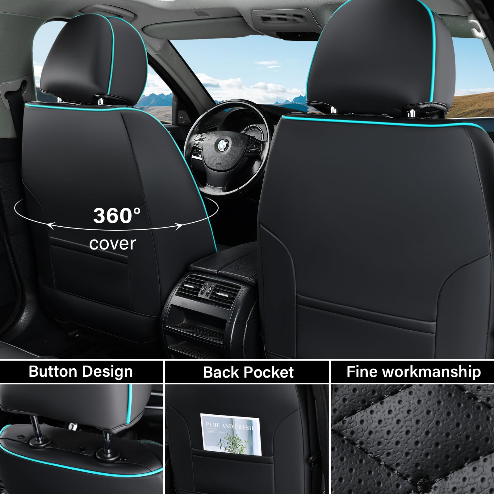 Coverado leather seat cover seat edge detail—tight fit and durability