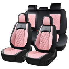 Coverado leather seat covers full set in pink and black, protective and stylish.