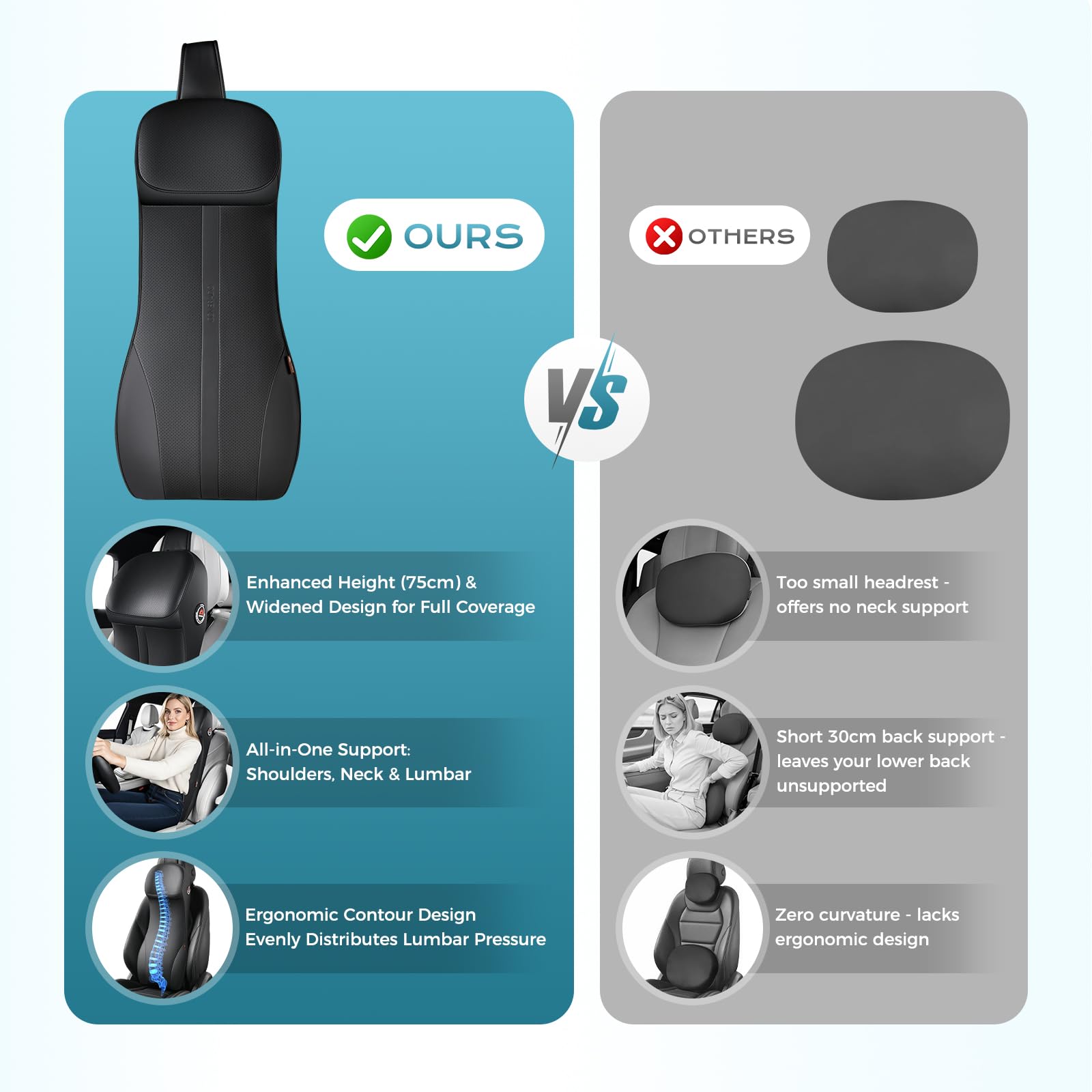 Coverado long-drive comfort kit turns tiring trips into smoother journeys.