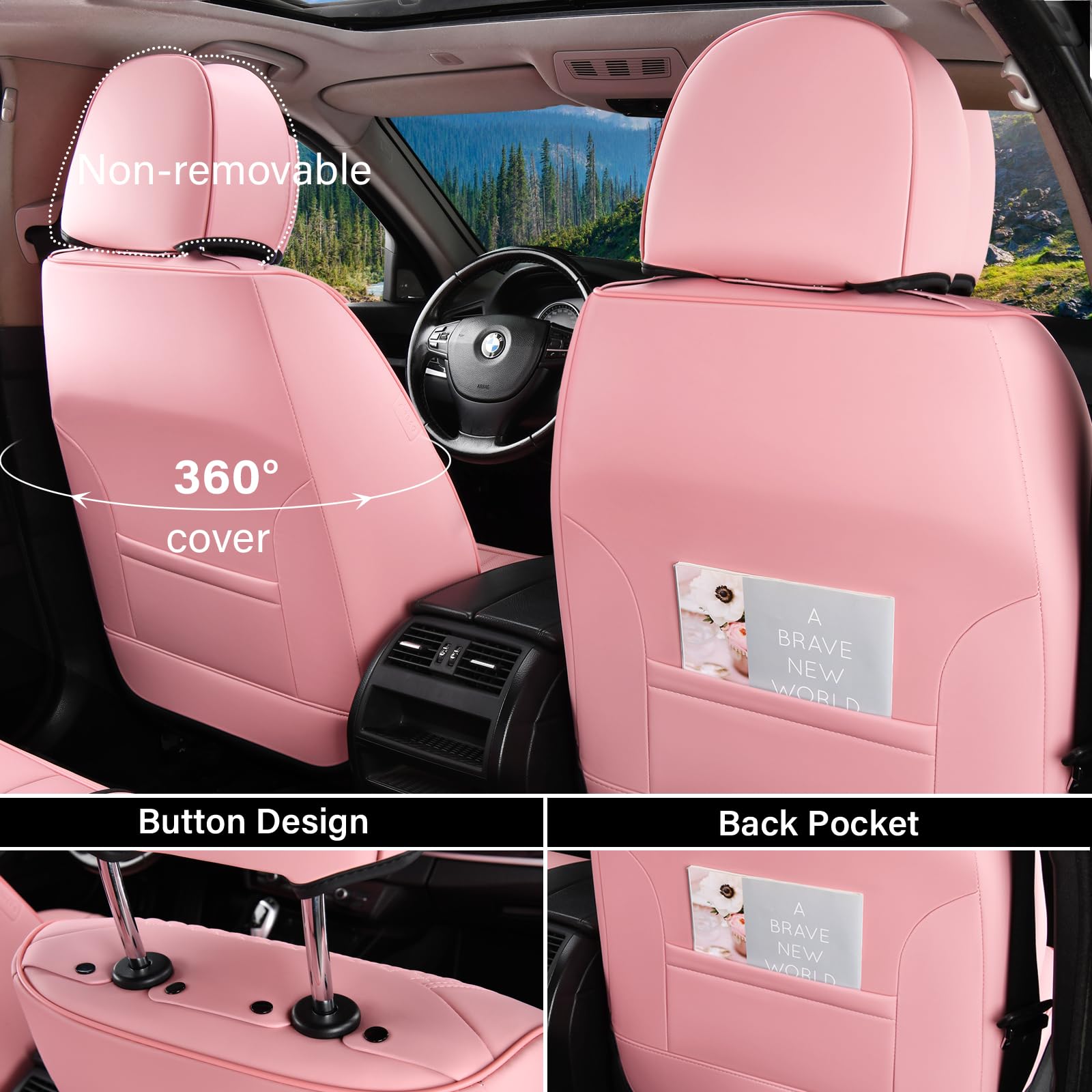 Coverado pink lumbar support detail on seat for better posture