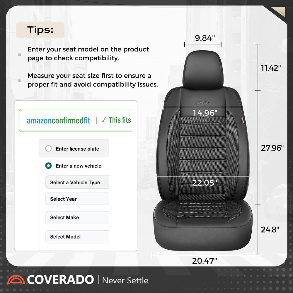 Coverado measure before purchase to ensure the perfect fit for your seats.