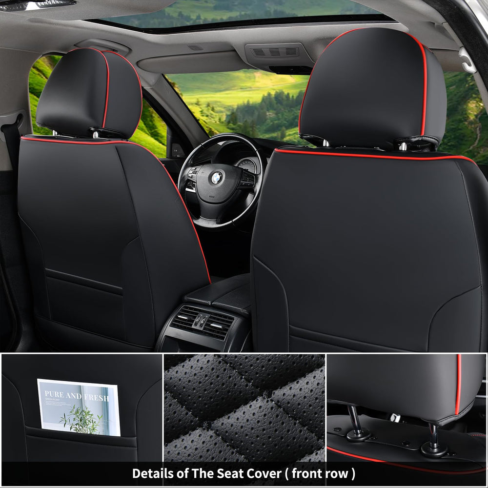 Coverado Nappa leather rear seat covers protect seats from wear during daily family use