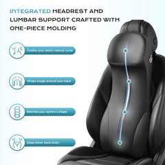 Coverado one-piece back support provides continuous neck and lower-back comfort.