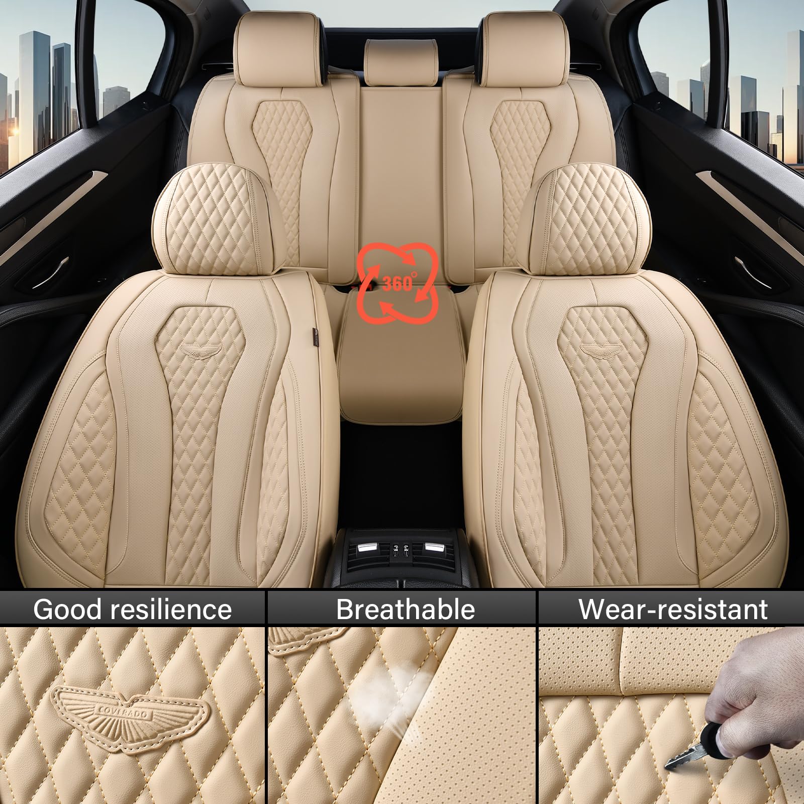 Coverado premium leatherette and Nappa blend delivers smooth touch and easy maintenance