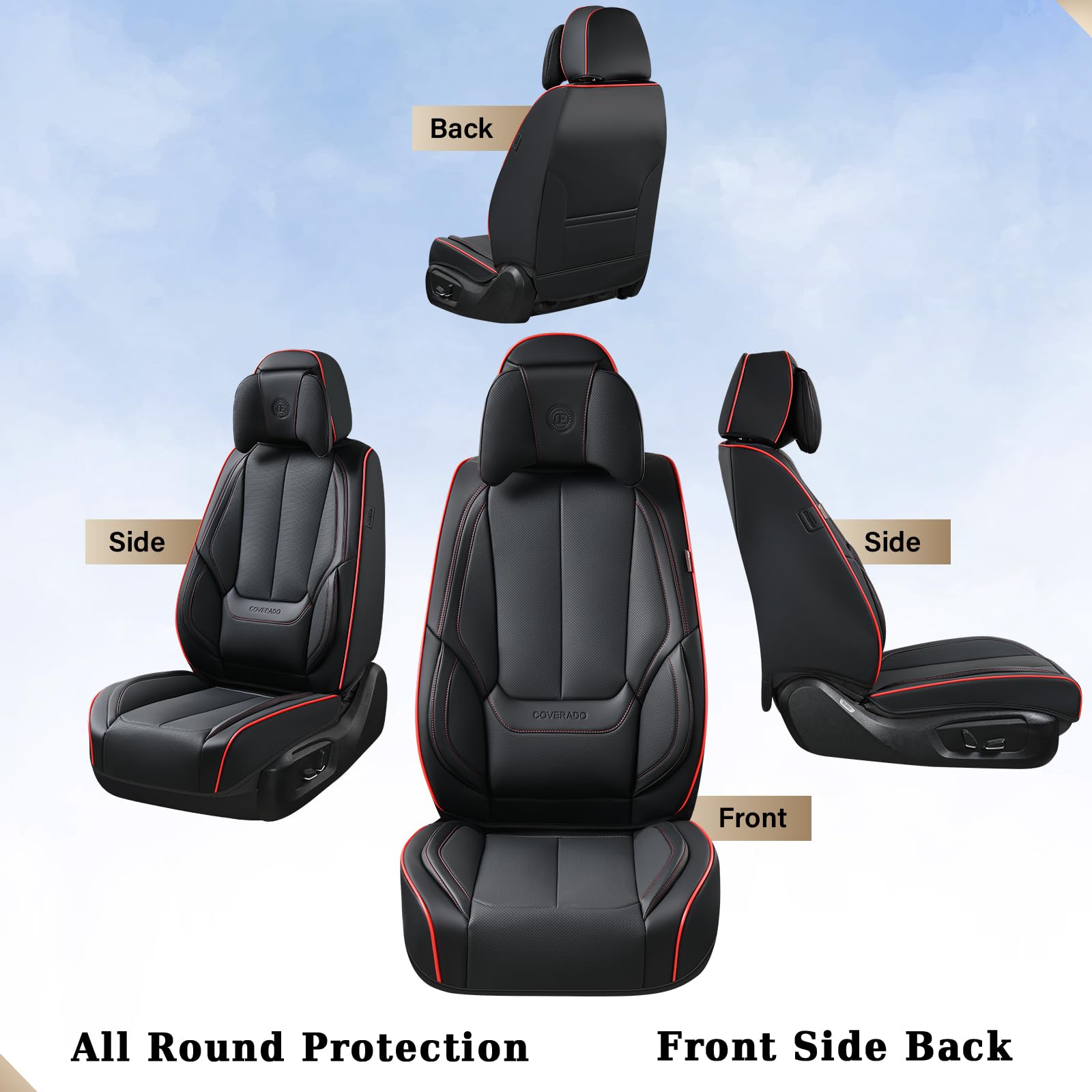 Coverado rear-seat covers full set demonstrates universal fit and convenient protection.
