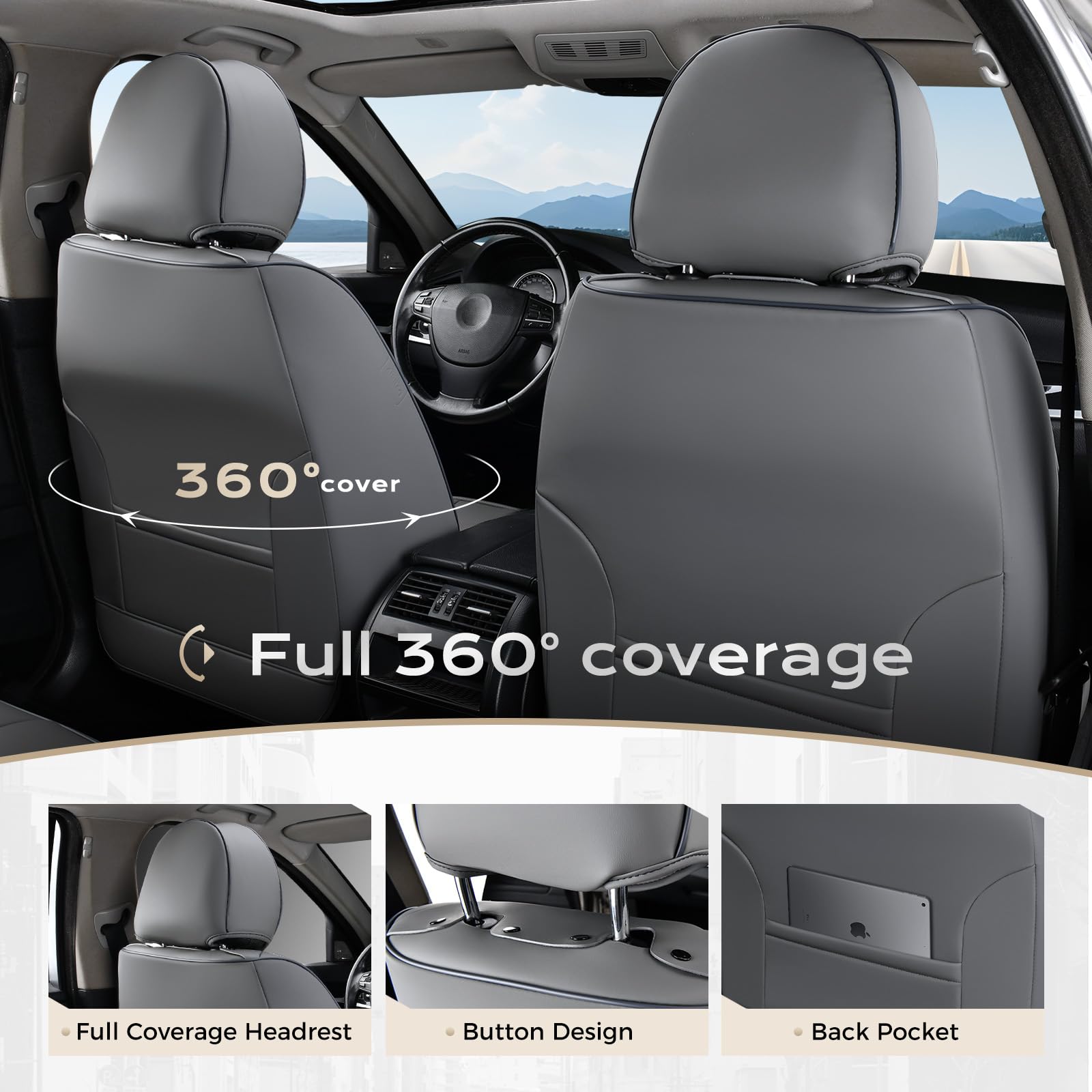 Coverado seat covers waterproof material protecting upholstery from spills