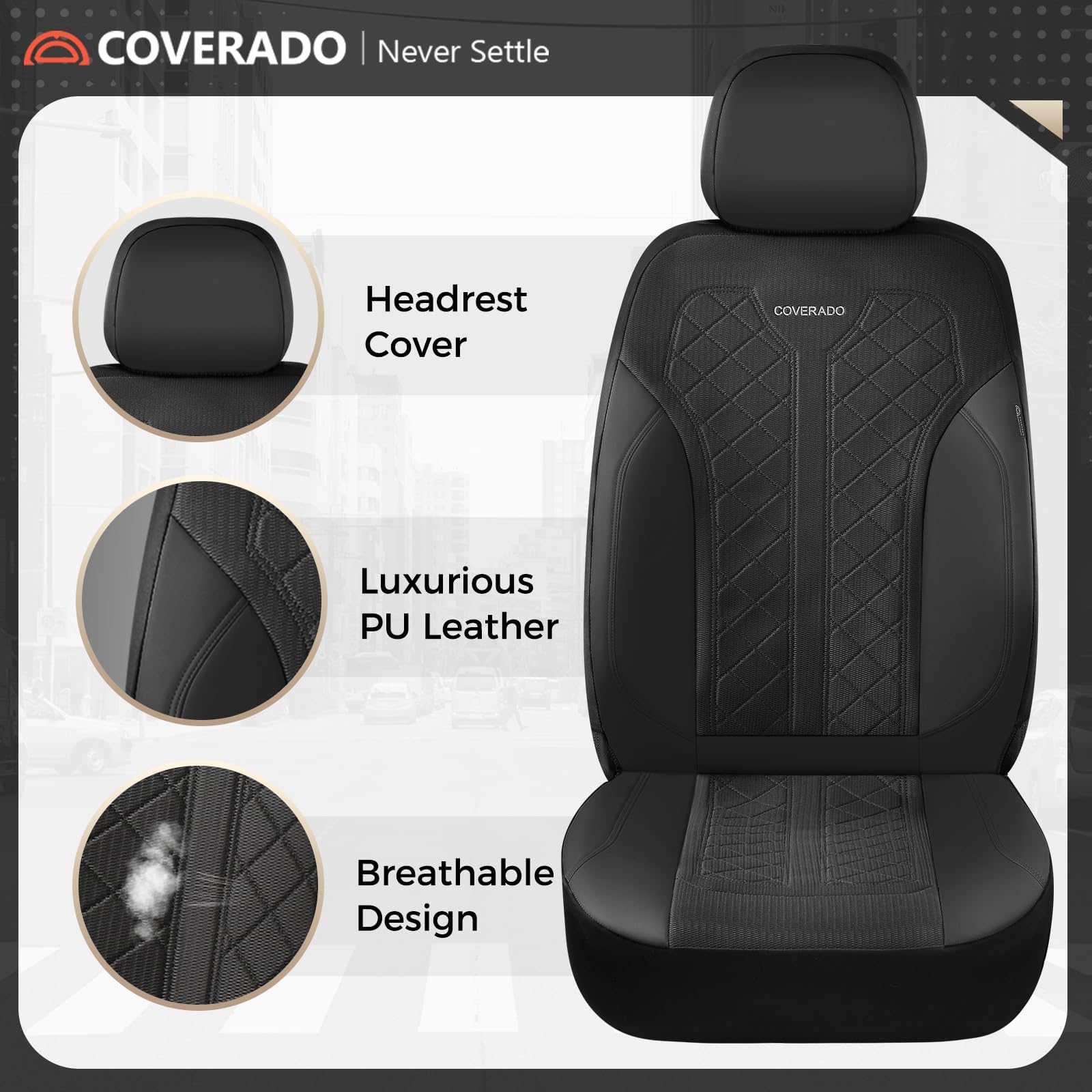 Coverado secure-fit straps and metal hooks in action for stable seating.