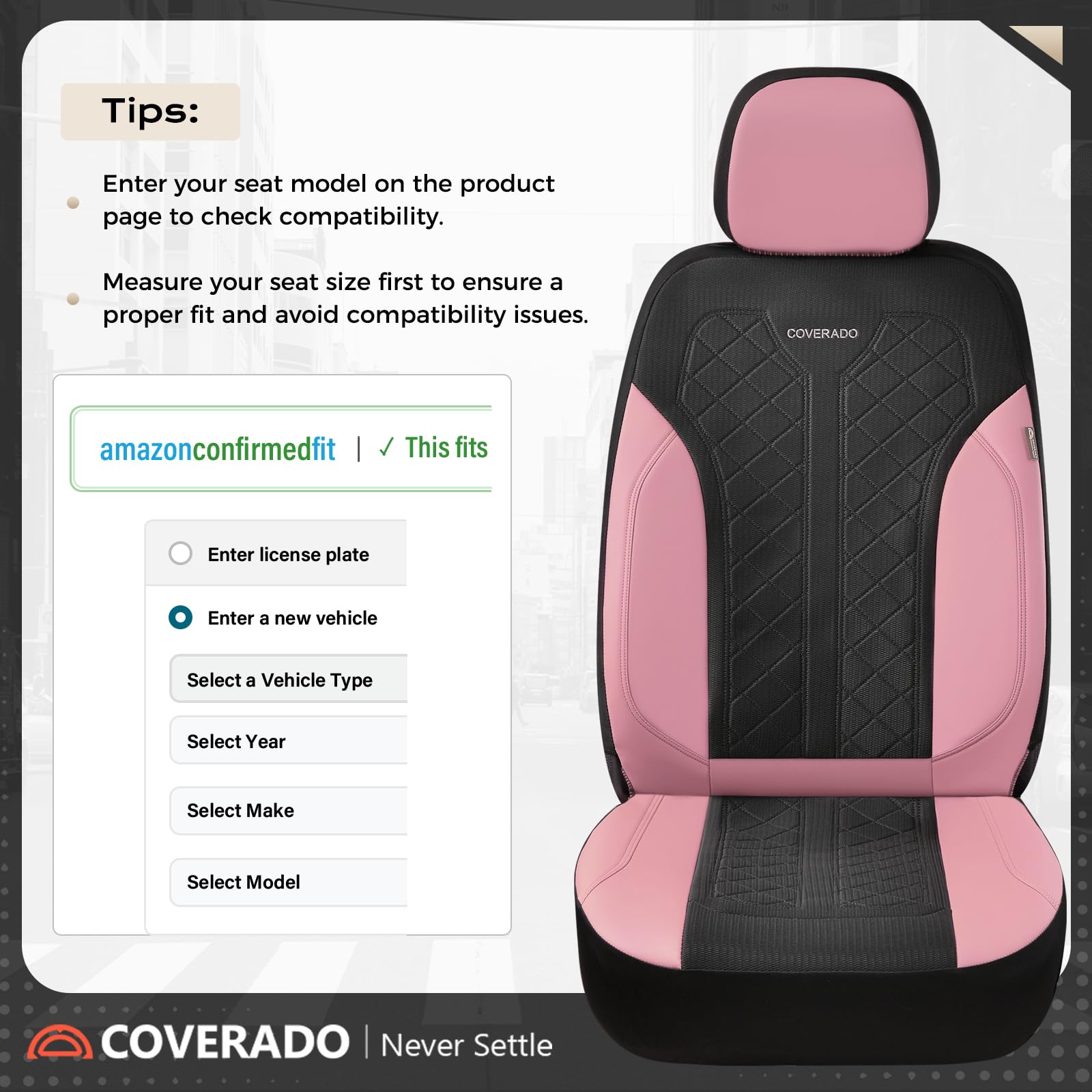 Coverado secure-fit straps and metal hooks prevent shifting in motion