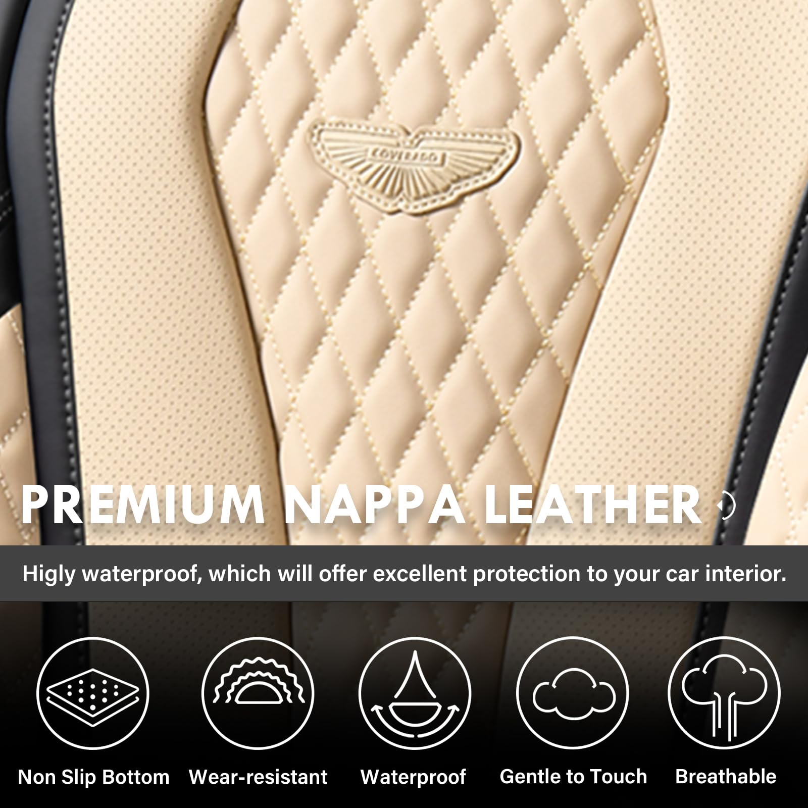 Coverado universal-fit badge indicating compatibility with 99% of vehicles.