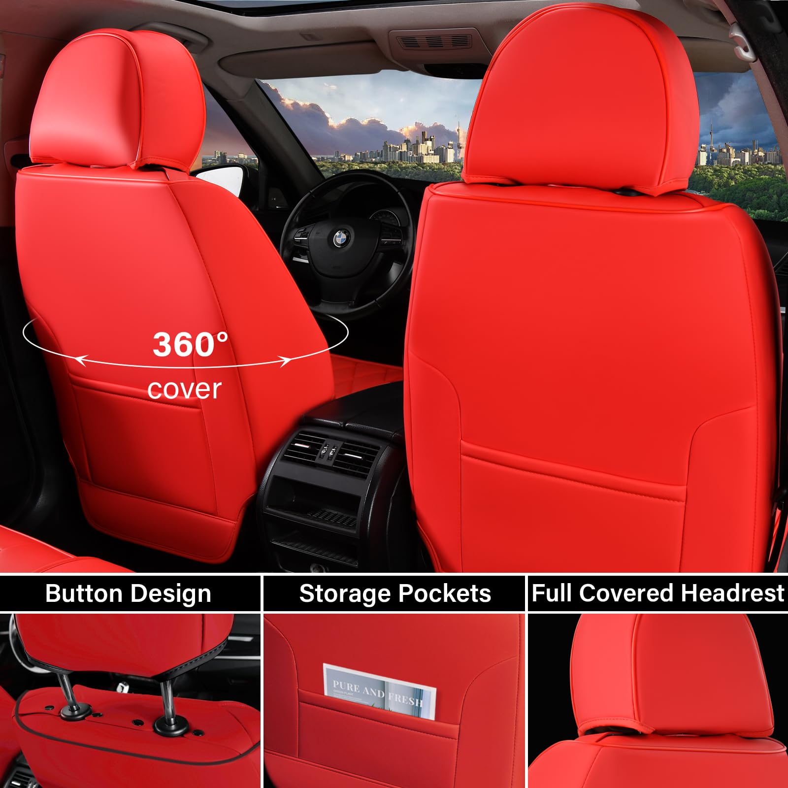 Coverado universal-fit design with airbag exits preserving safety features
