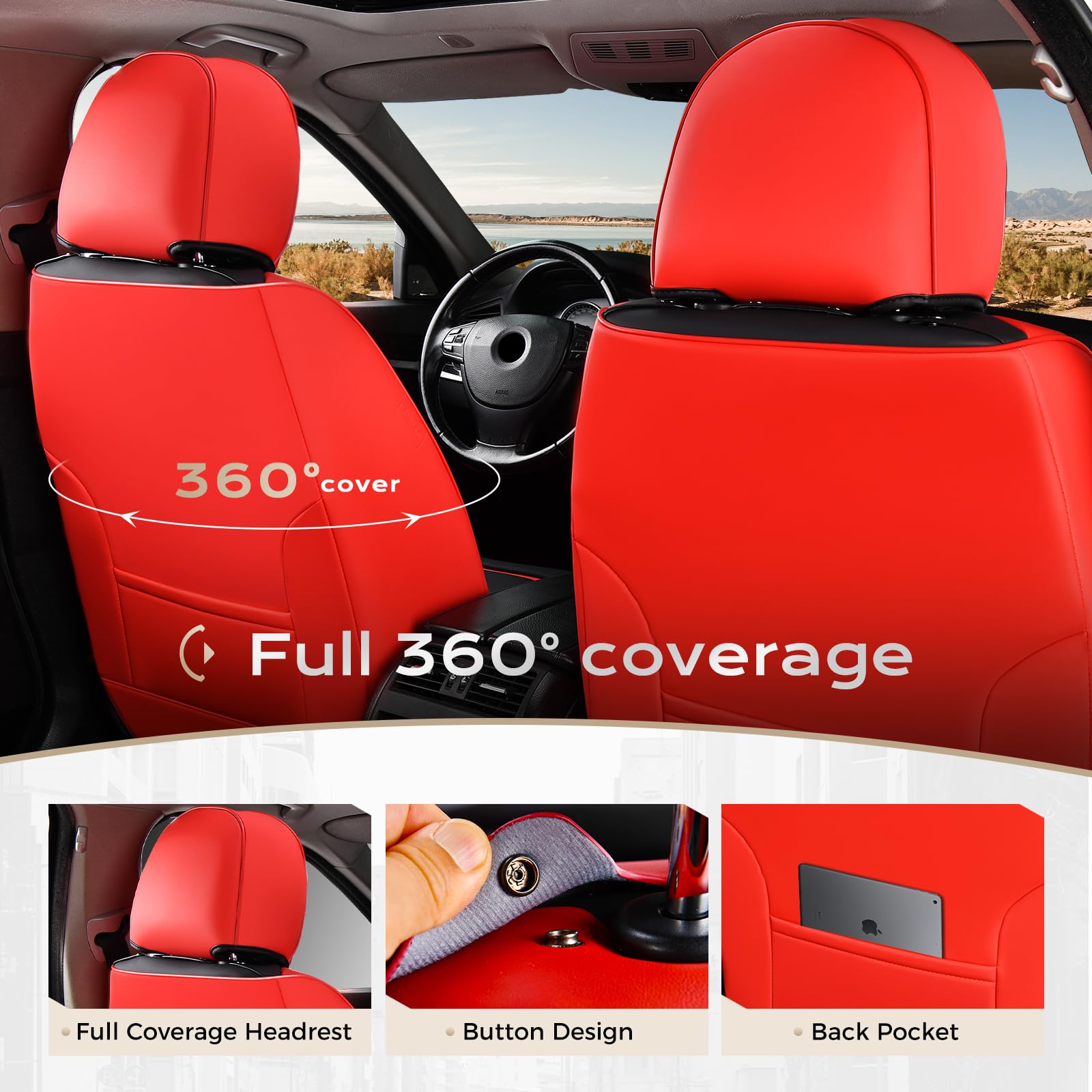 Coverado universal fit seat covers red compatible with many vehicle models