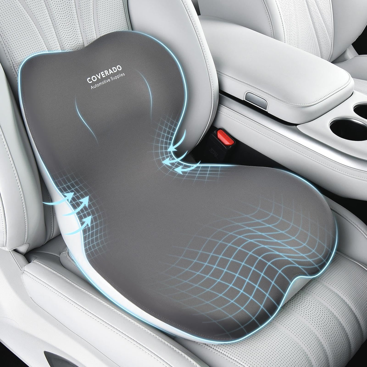 Coverado upgraded car seat cushion with lumbar support for long drives