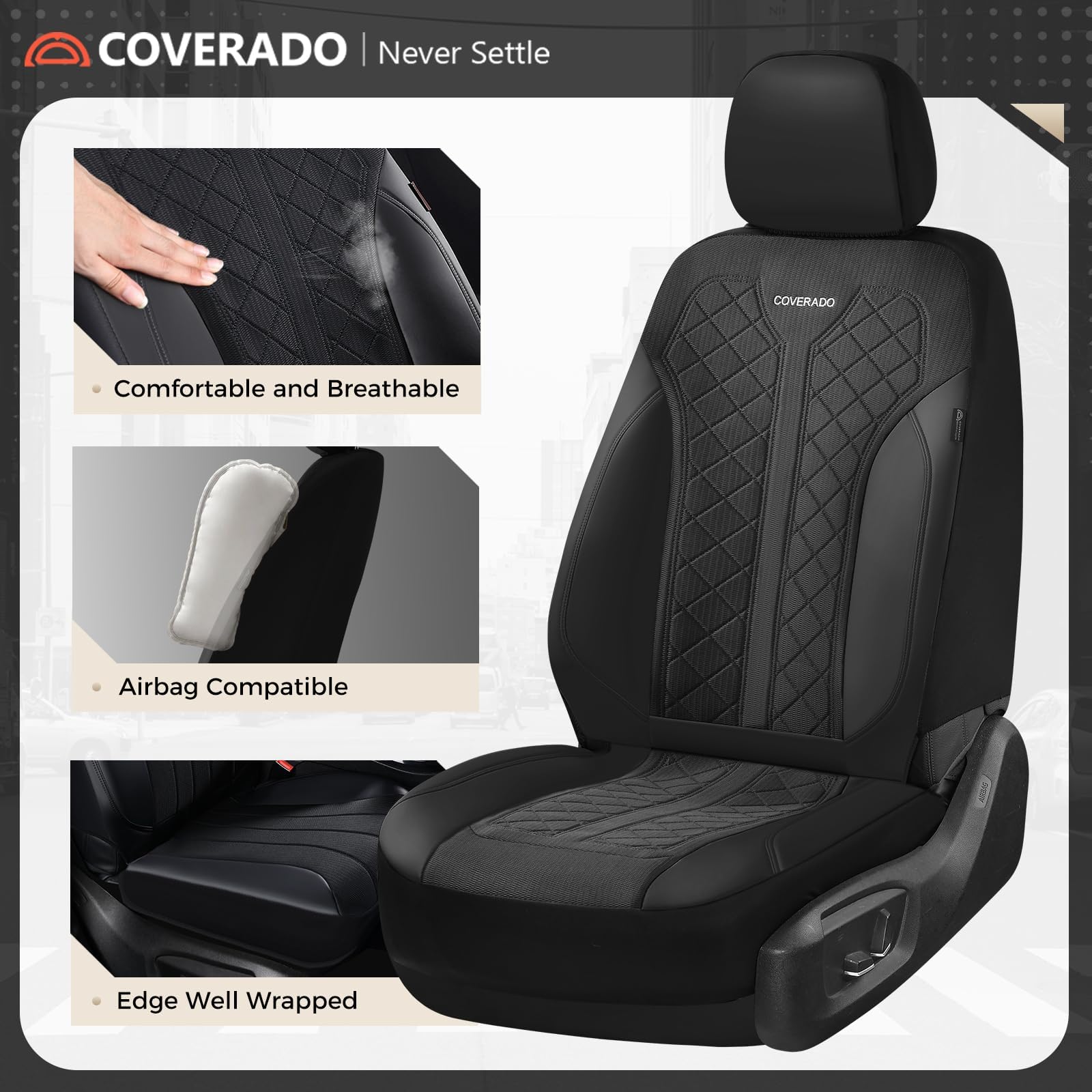 Close-up of Coverado waterproof leather and breathable mesh showing durability and comfort.