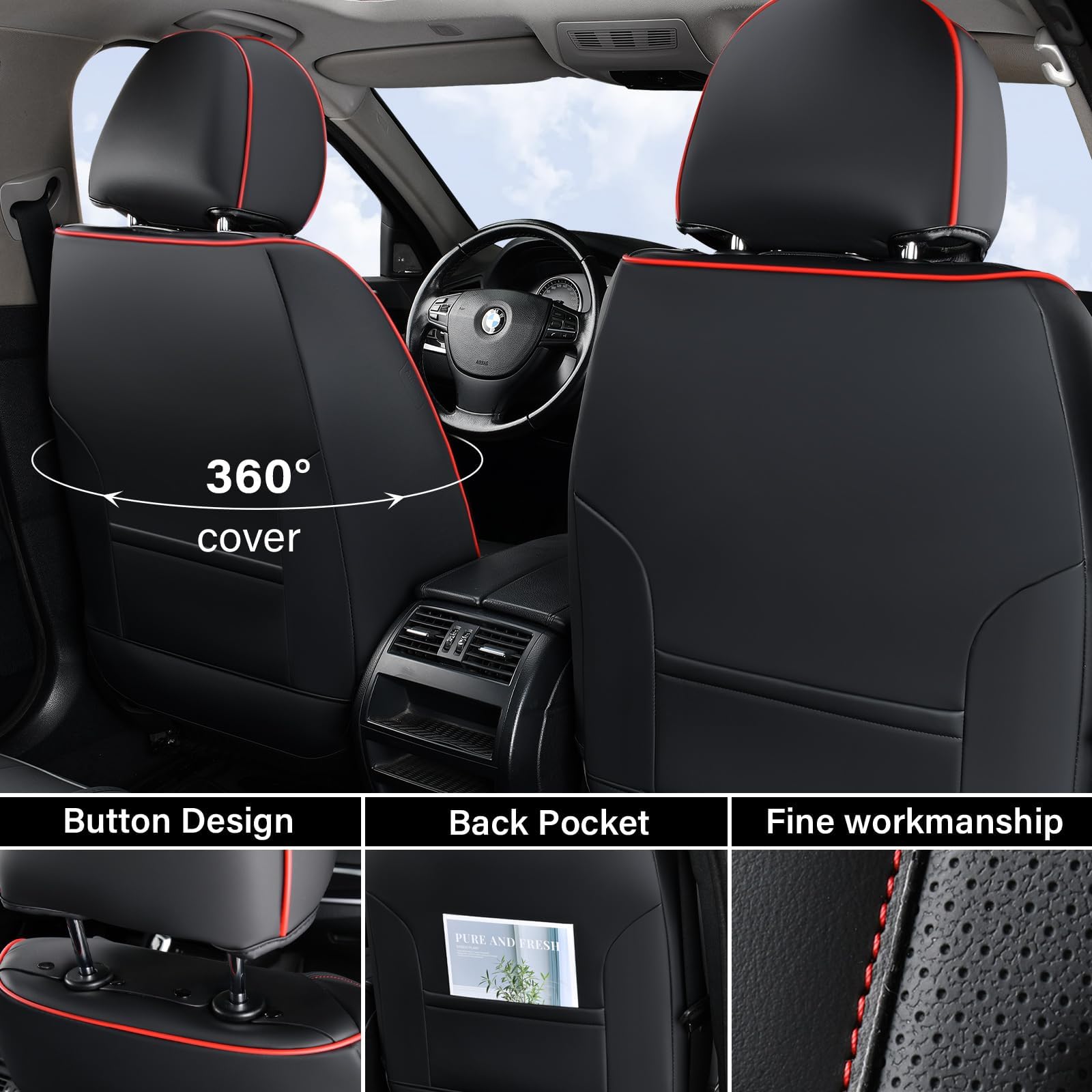 Coverado waterproof Nappa leather seat covers shield seats from spills