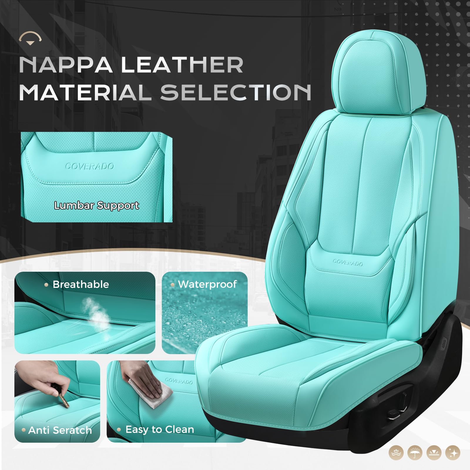 Coverado waterproof seat protector; guards against spills and stains.