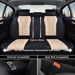 Close-up of Coverado waterproof seat protector highlighting durable leatherette material.