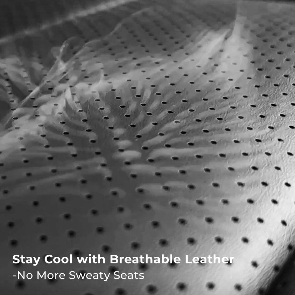 Stitching demonstrates airbag compatibility for safe deployment.