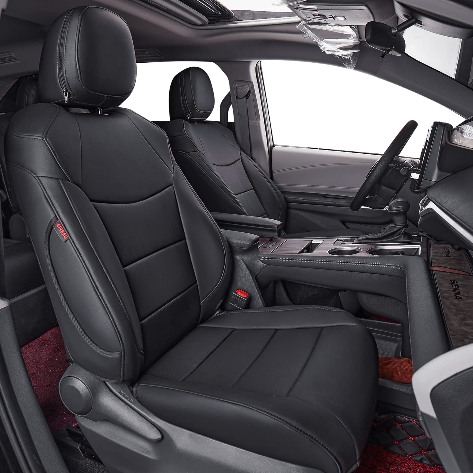 Coverdream Sienna front seats leather cover with secure fit and easy cleanup.