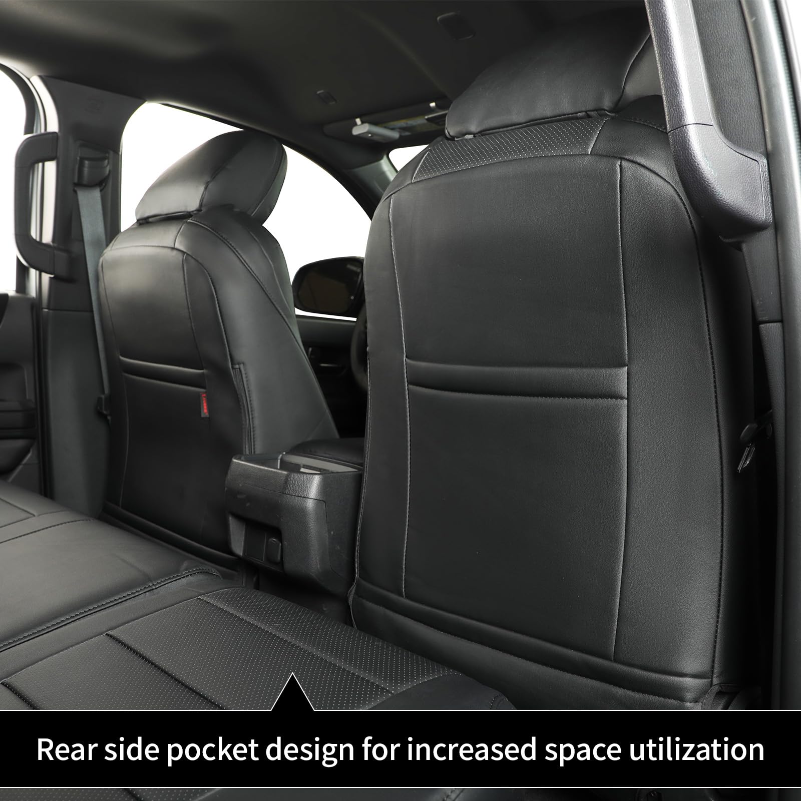 Coverdream Tacoma seat covers rear seat close-up highlights waterproof surface and seams
