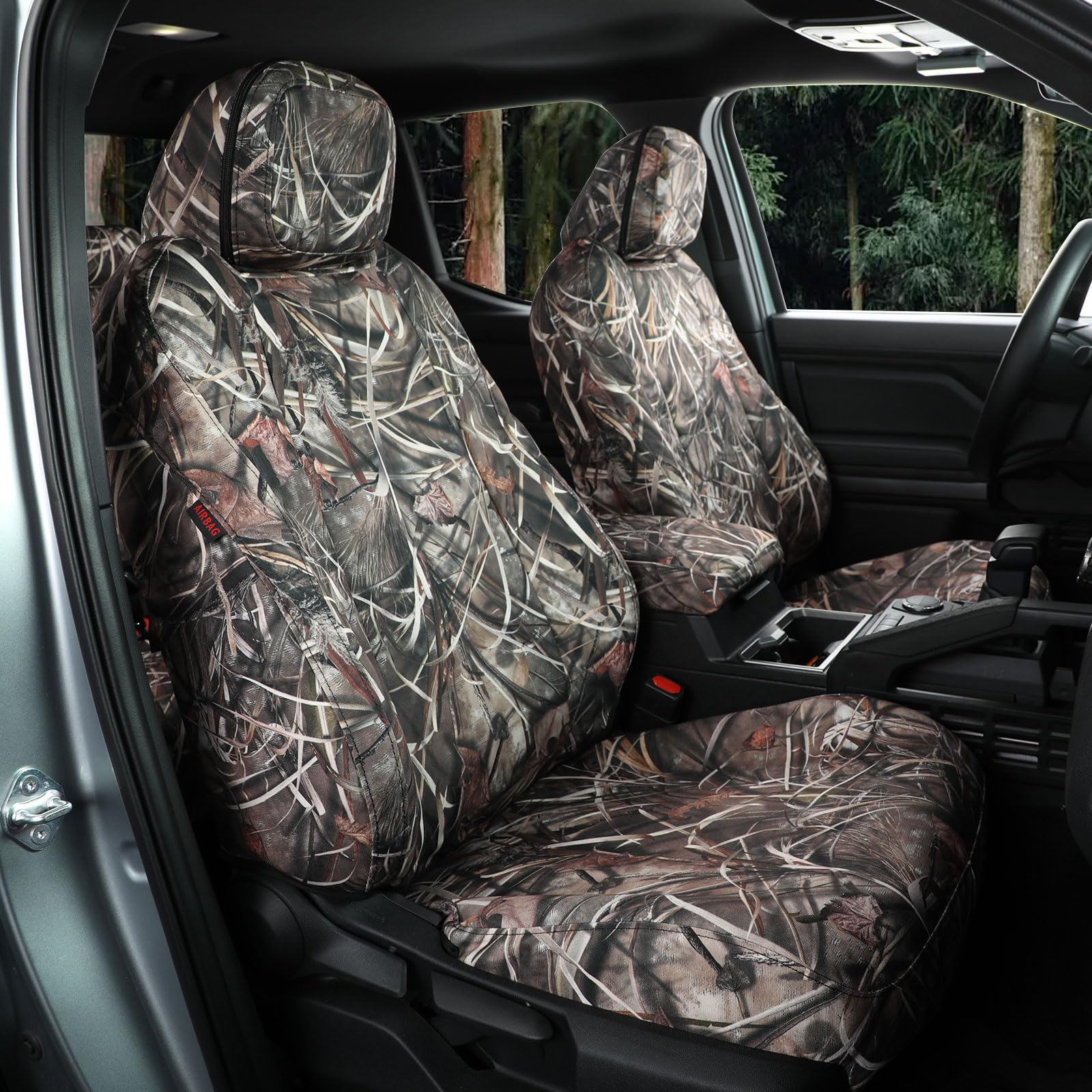 Coverexpert Tacoma Reed Camouflage seat cover close-up stitching highlights durability