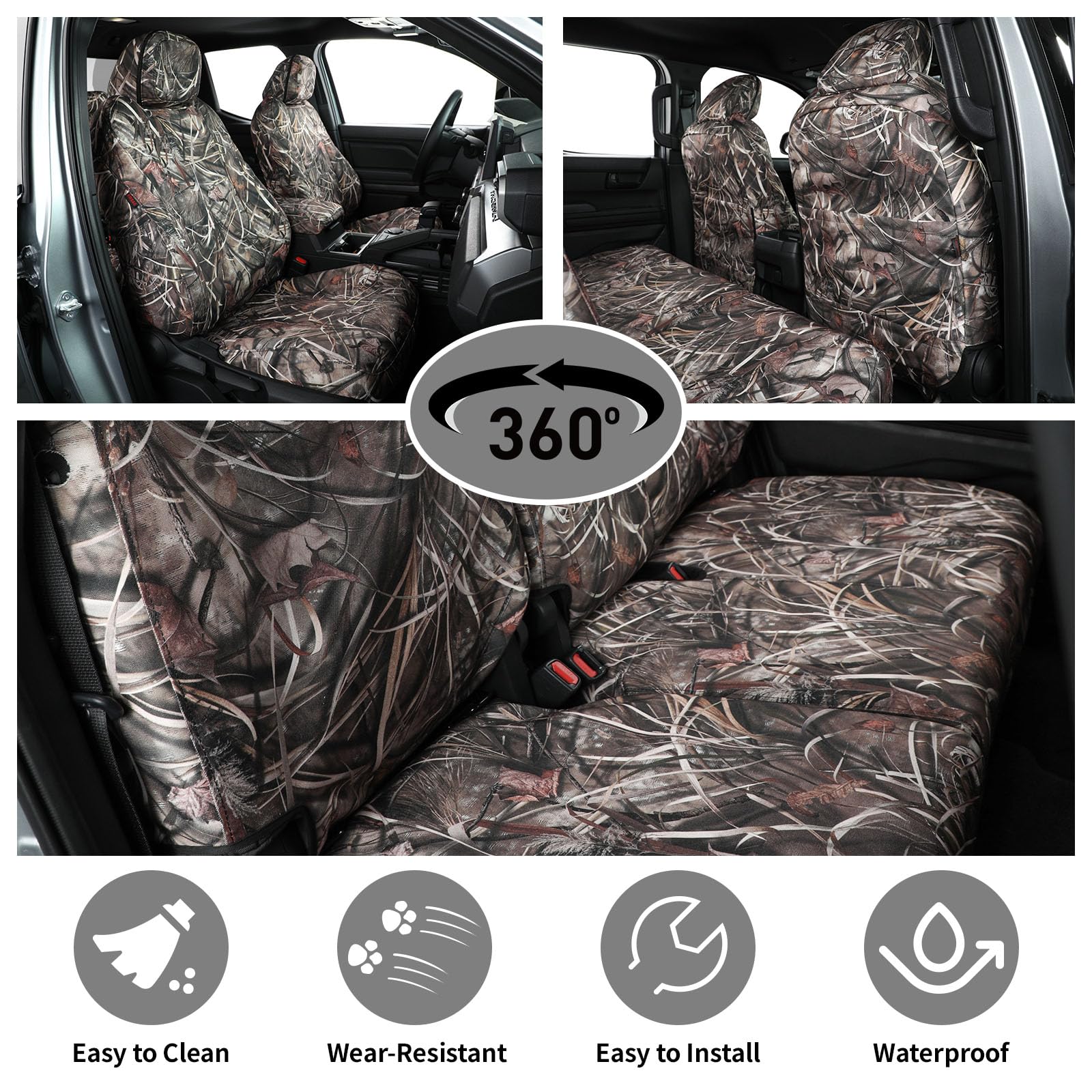 Coverexpert Tacoma Reed Camouflage seat cover blends with interior Reed Camouflage design