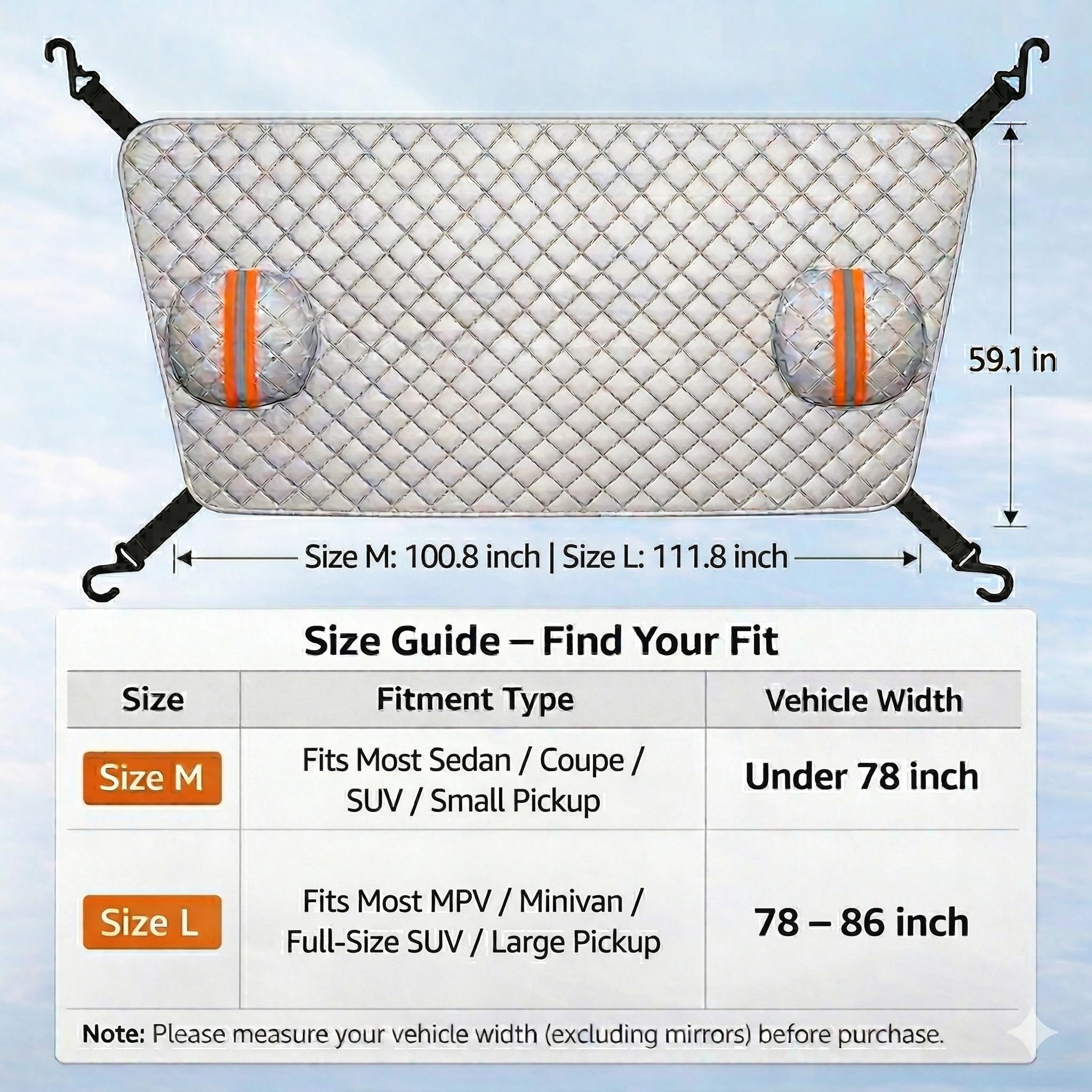 Coverra two-size system fits most full-size SUVs, MPVs, and trucks.