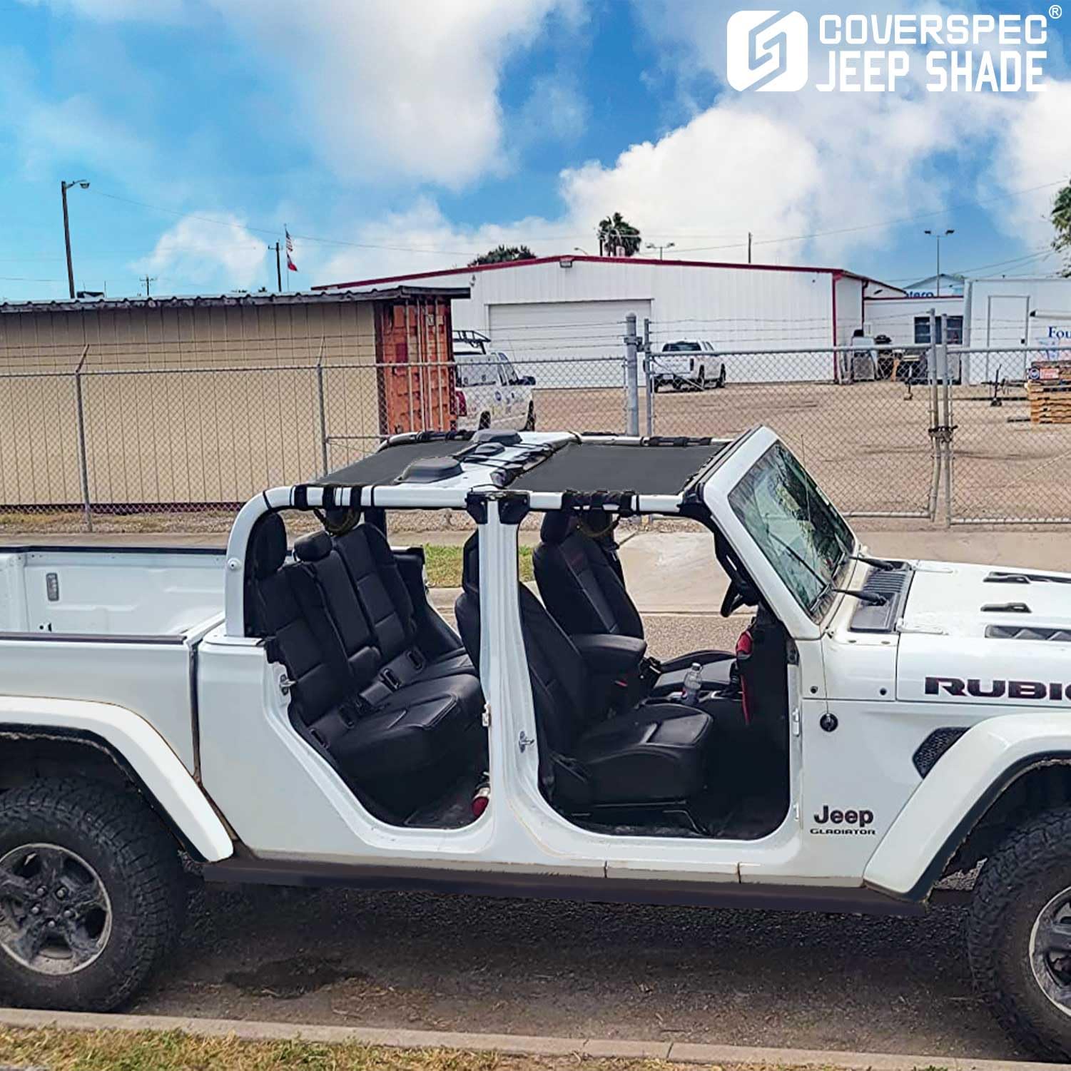 Coverspec jeep gladiator sunshade close-up texture highlights durable mesh
