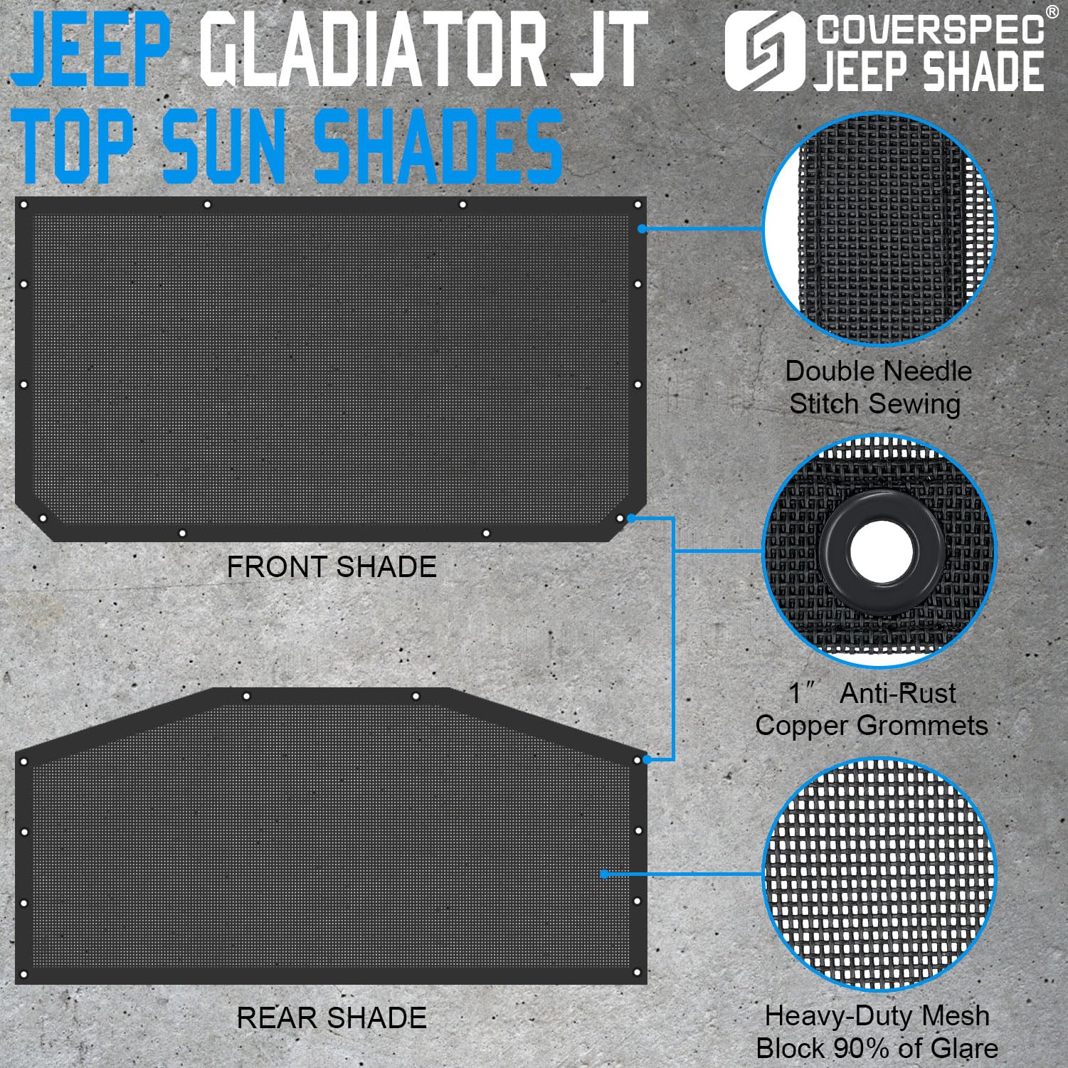 Coverspec sun shade with side bungees stays taut at highway speeds