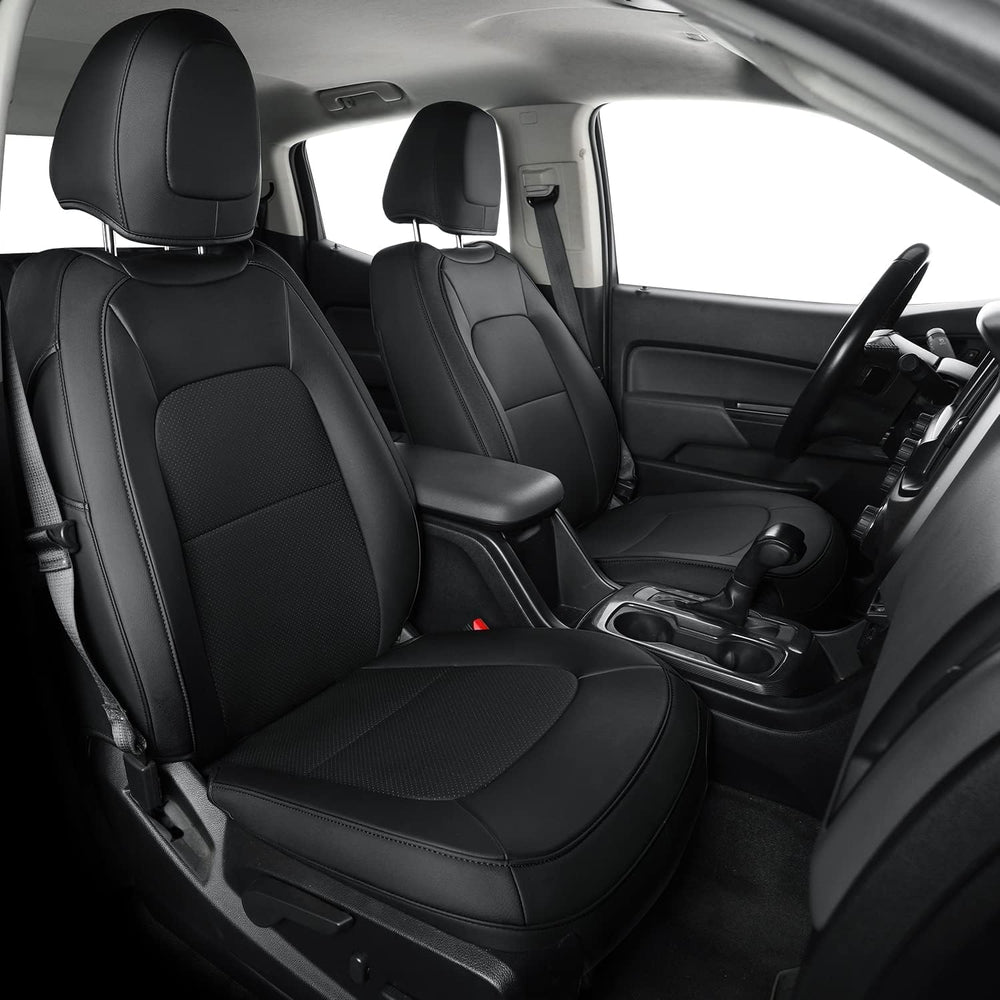 Covertopia Chevy Colorado front seat cover with padded faux leather for added comfort.