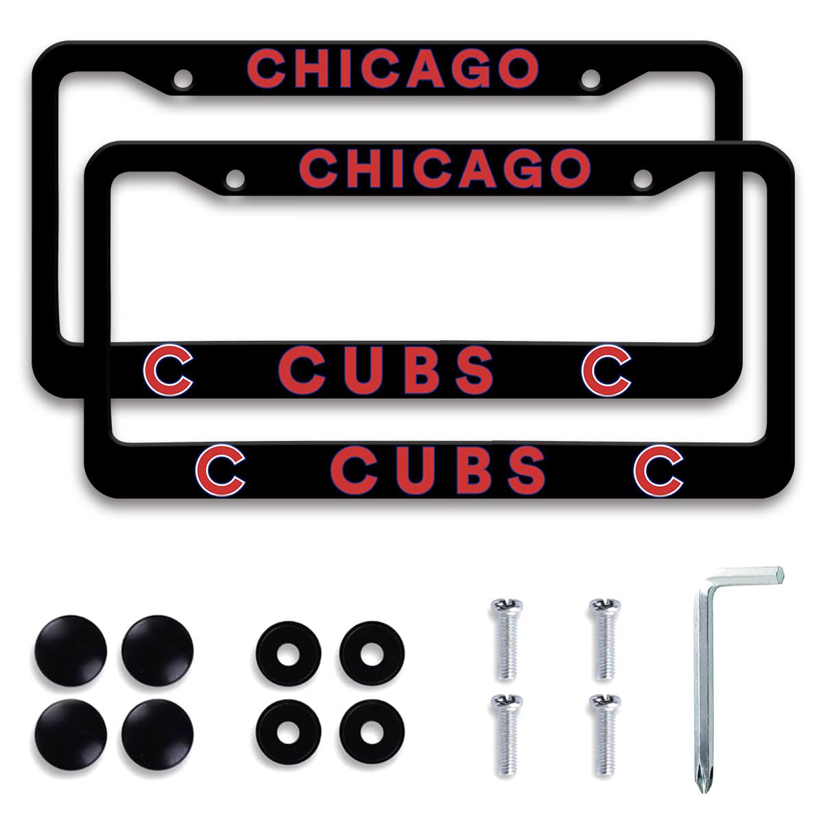 COVEUEWGLK matte black license frame front view, durable aluminum protection and sleek appearance.