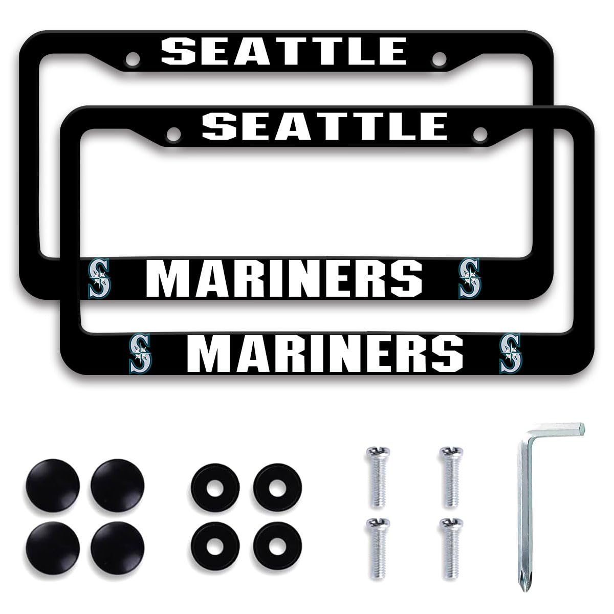 COVEUEWGLK license plate frame in matte black for the front view, durable protection against rust.