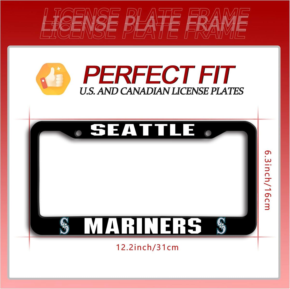 COVEUEWGLK license plate frame in matte black for the rear view, reliable mounting.