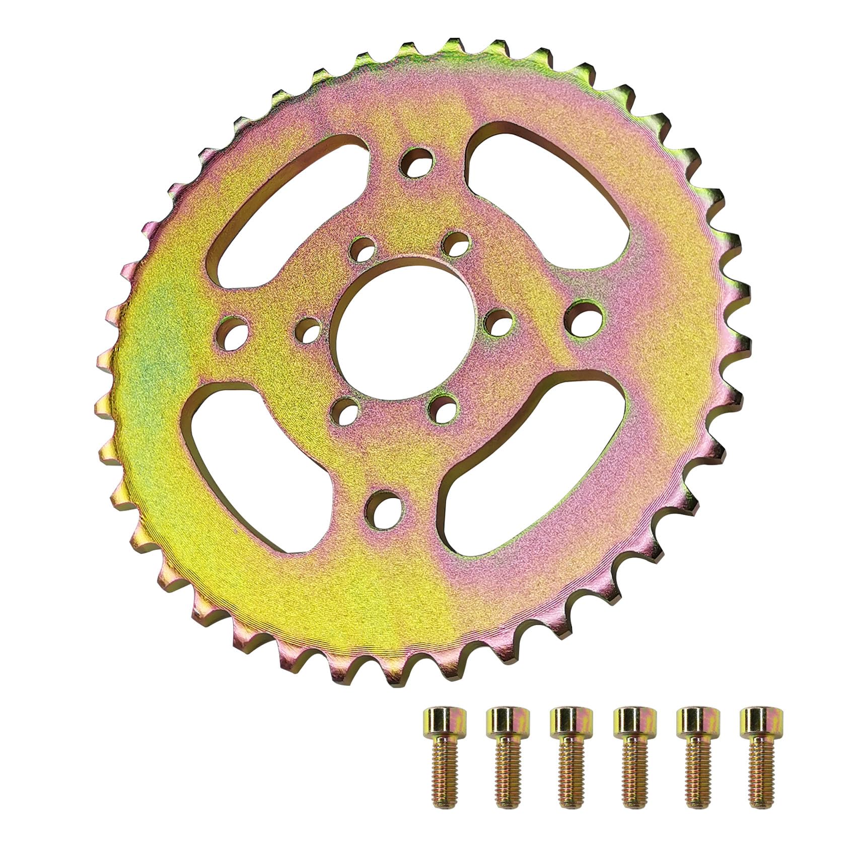 CQSPMOTO 40T sprocket side view highlights robust steel construction for minibike power.