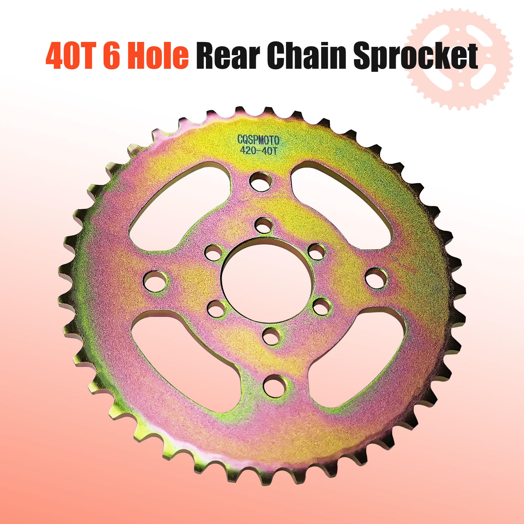 CQSPMOTO 40T top view emphasizes six-hole pattern for secure mounting and precision alignment.