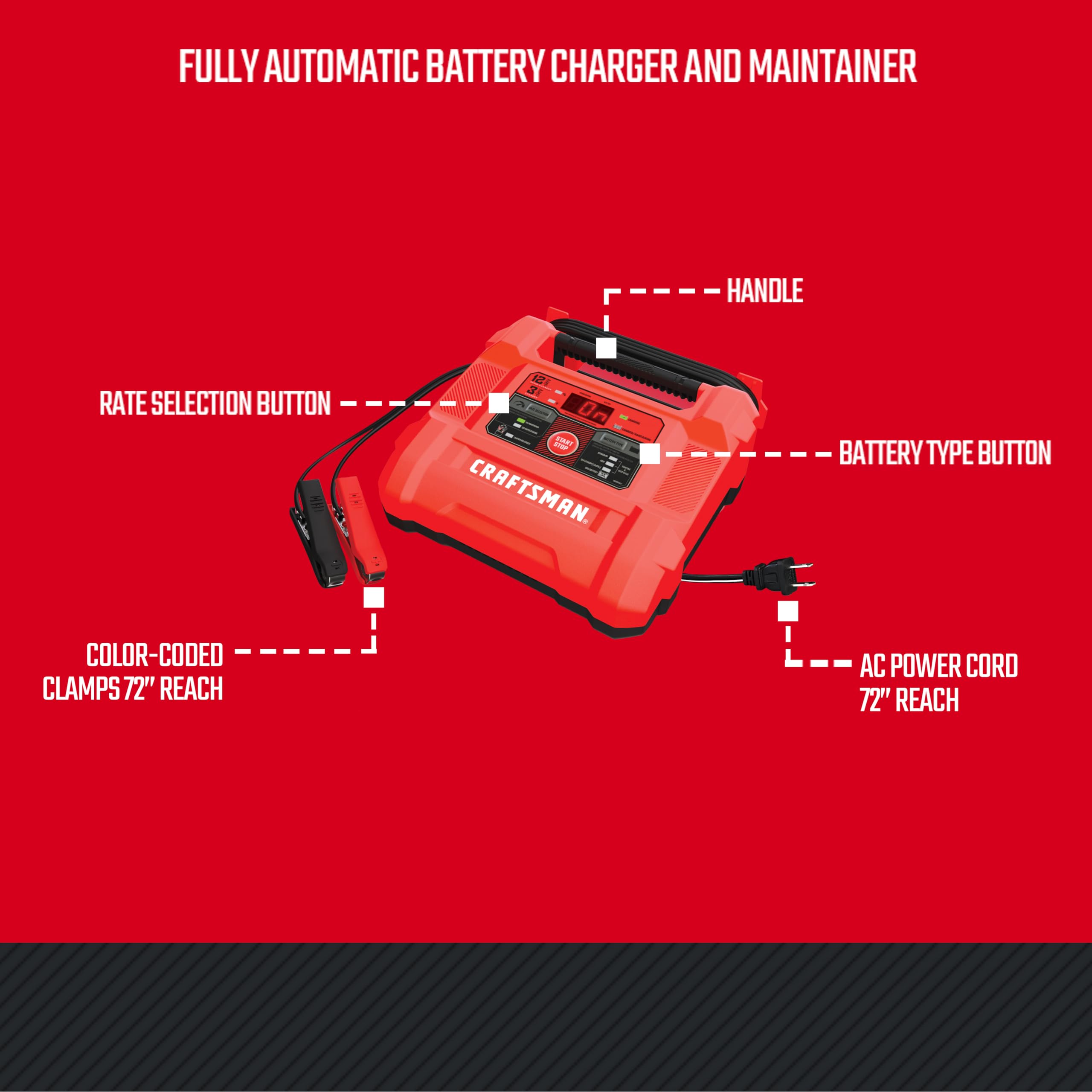 CRAFTSMAN CMXCESM258 booster cables support flexible setup during maintenance