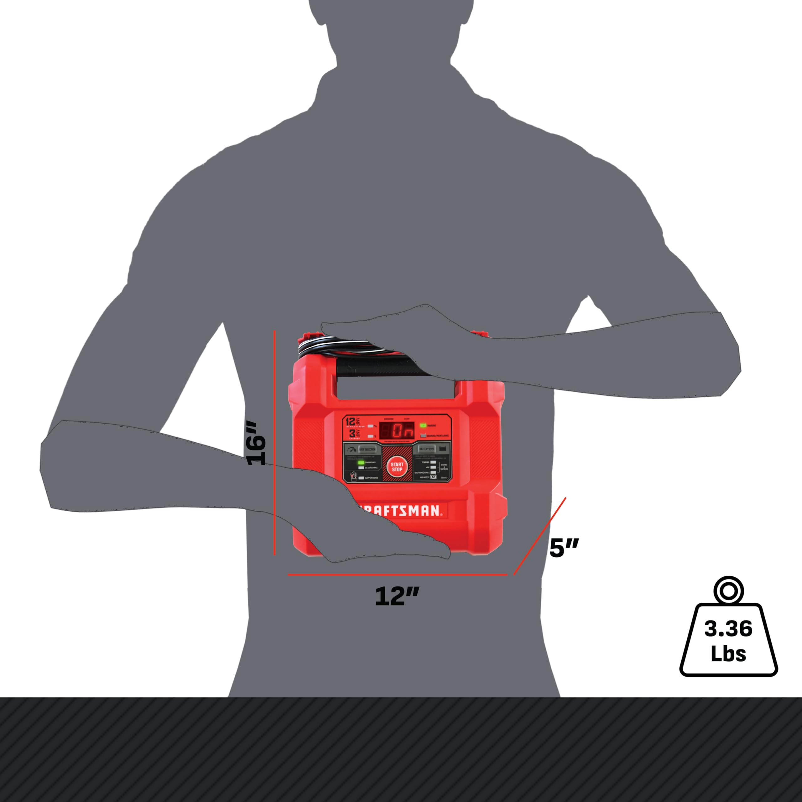 CRAFTSMAN CMXCESM258 in-garage use highlights 6V/12V compatibility