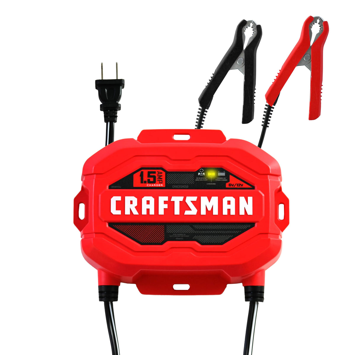 Craftsman CMXCESM259 front view showing a 1.5A charger for 6V/12V batteries and maintenance