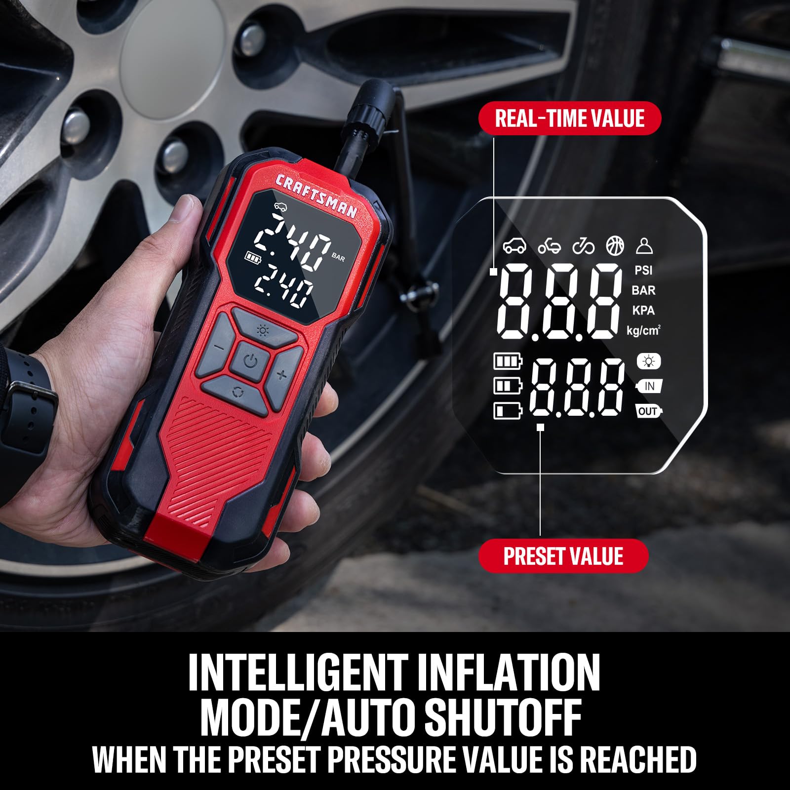 CRAFTSMAN LED light in dark providing hands-free illumination during emergencies