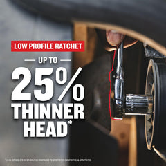 CRAFTSMAN low-profile ratchet close-up showing thin head for tight-space reach