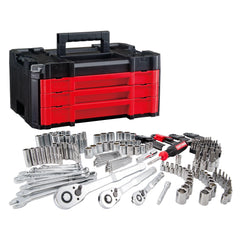 CRAFTSMAN three-drawer toolbox front view showing organized storage and portability